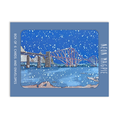 Gold Foil Forth Bridges Box of Christmas Card