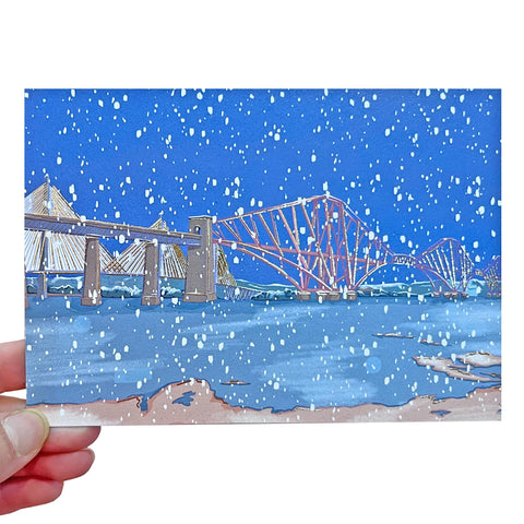 Forth Bridges Gold Foil Christmas Card