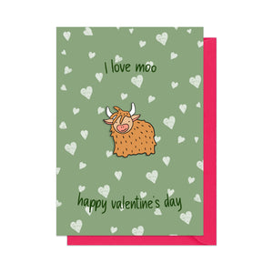 Highland Cow Pin Badge Valentine's Card