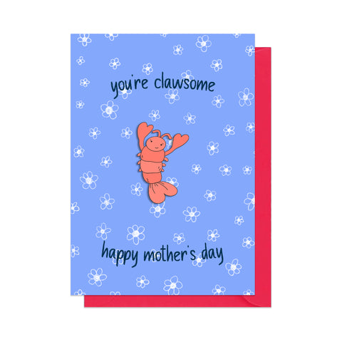 Lobster Pin Badge Mother's Day Card