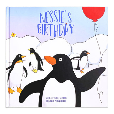 book cover with a penguin holding a red balloon