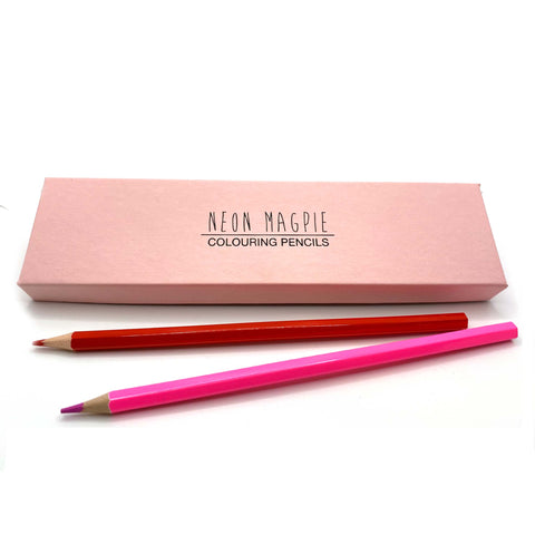 Pink colouring pencil box with 12 pencils