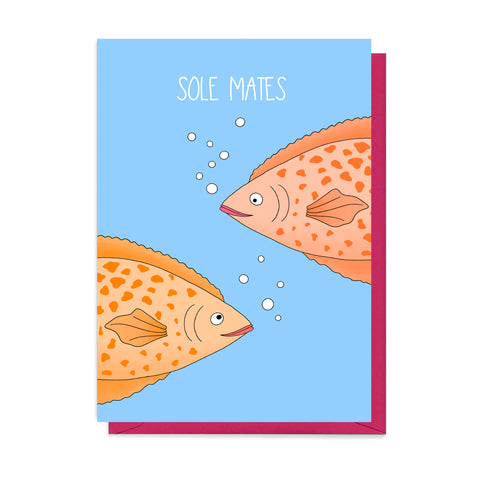 Sole mates valentines card with two sole fish