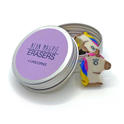 Mini Unicorn Erasers - Neon Magpie