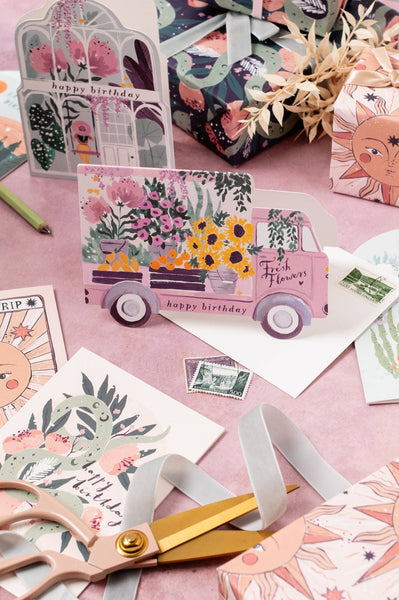 Sister Paper Co. - Flower Truck Birthday Card | Female Birthday Card | Floral