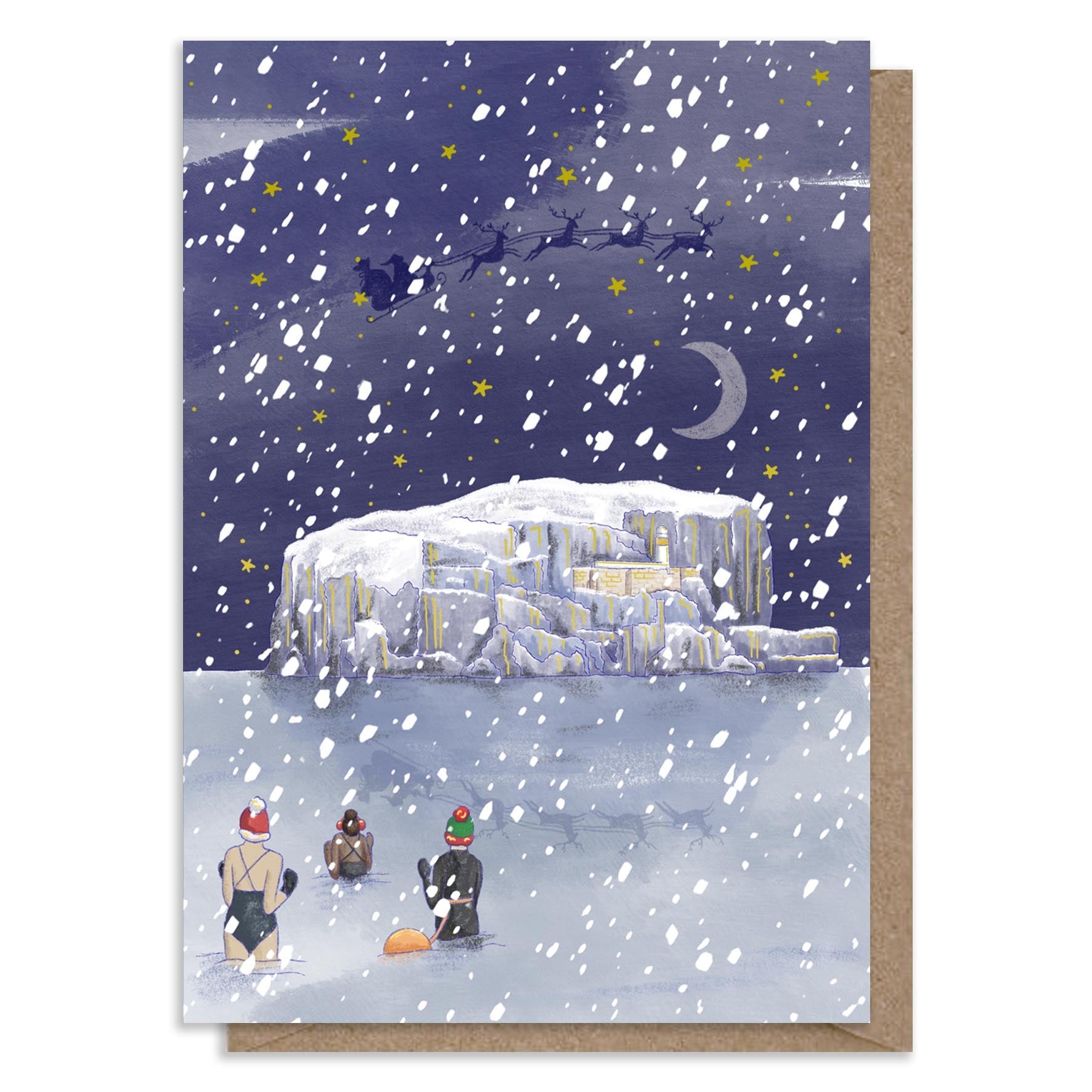 Bass Rock Gold Foil Christmas Card
