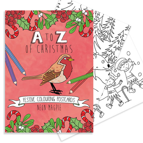 Christmas Colouring In Postcard Set