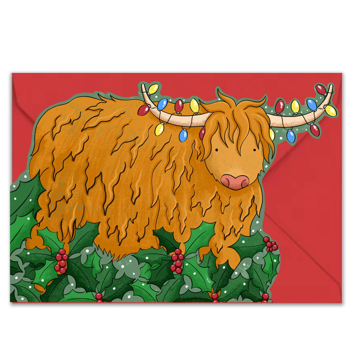 Highland Cow Die Cut Christmas Card