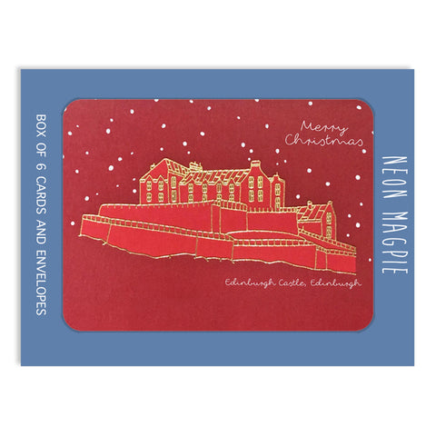 Edinburgh Castle Box of Gold Foil Christmas Cards
