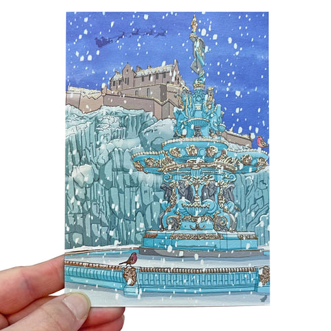 Ross Fountain Gold Foil Christmas Card