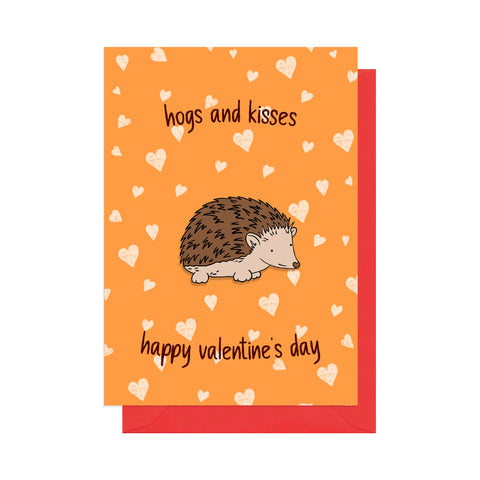 Hedgehog Pin Badge Valentine's Card