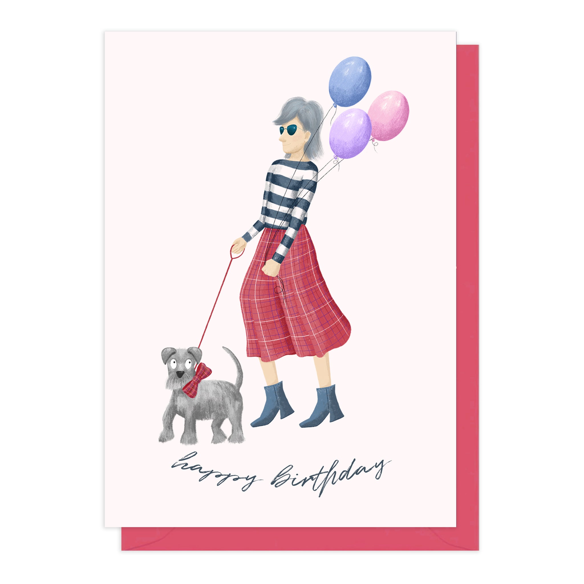 Schnauzer and Lady Birthday Card