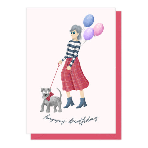 Schnauzer and Lady Birthday Card