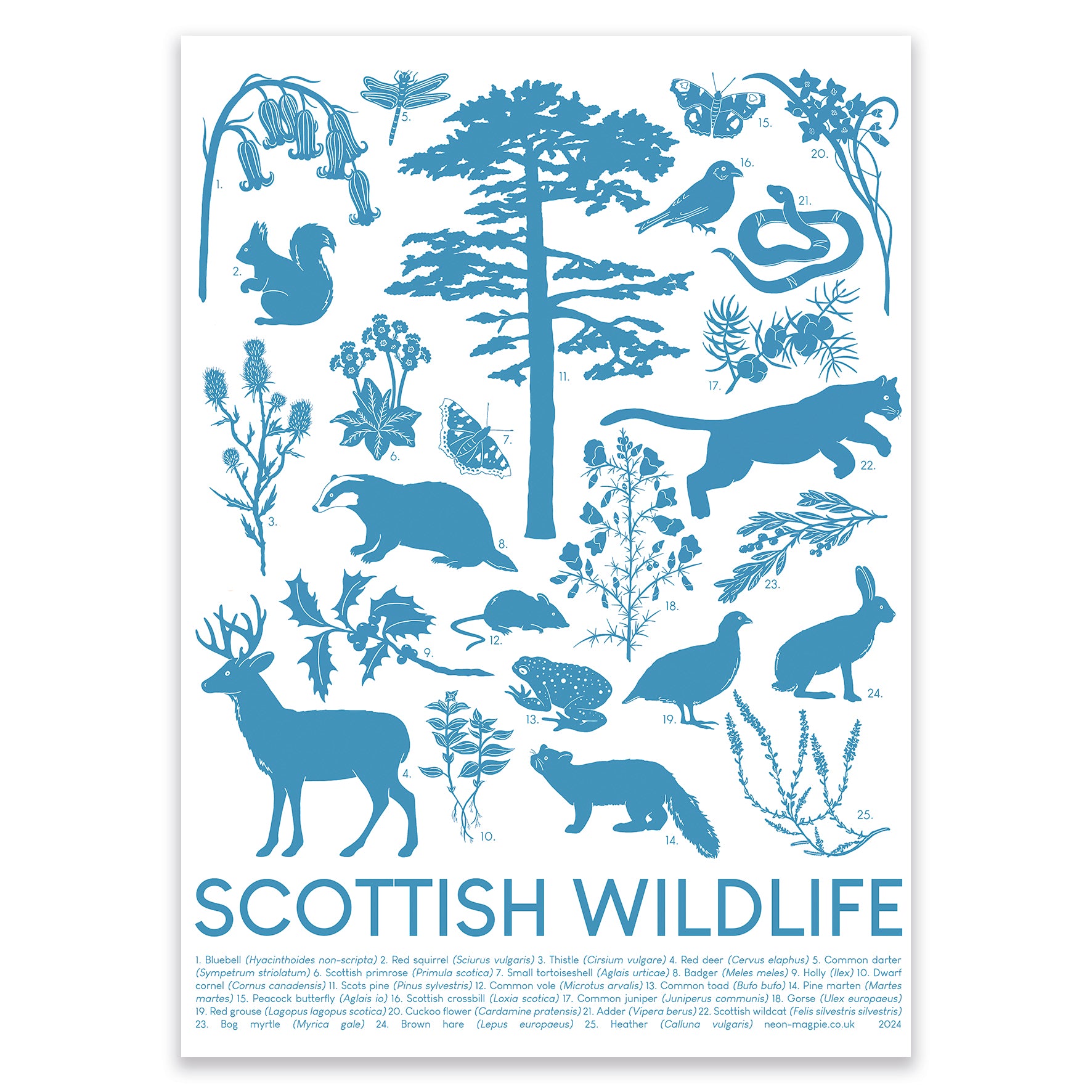 Scottish Wildlife Tea Towel