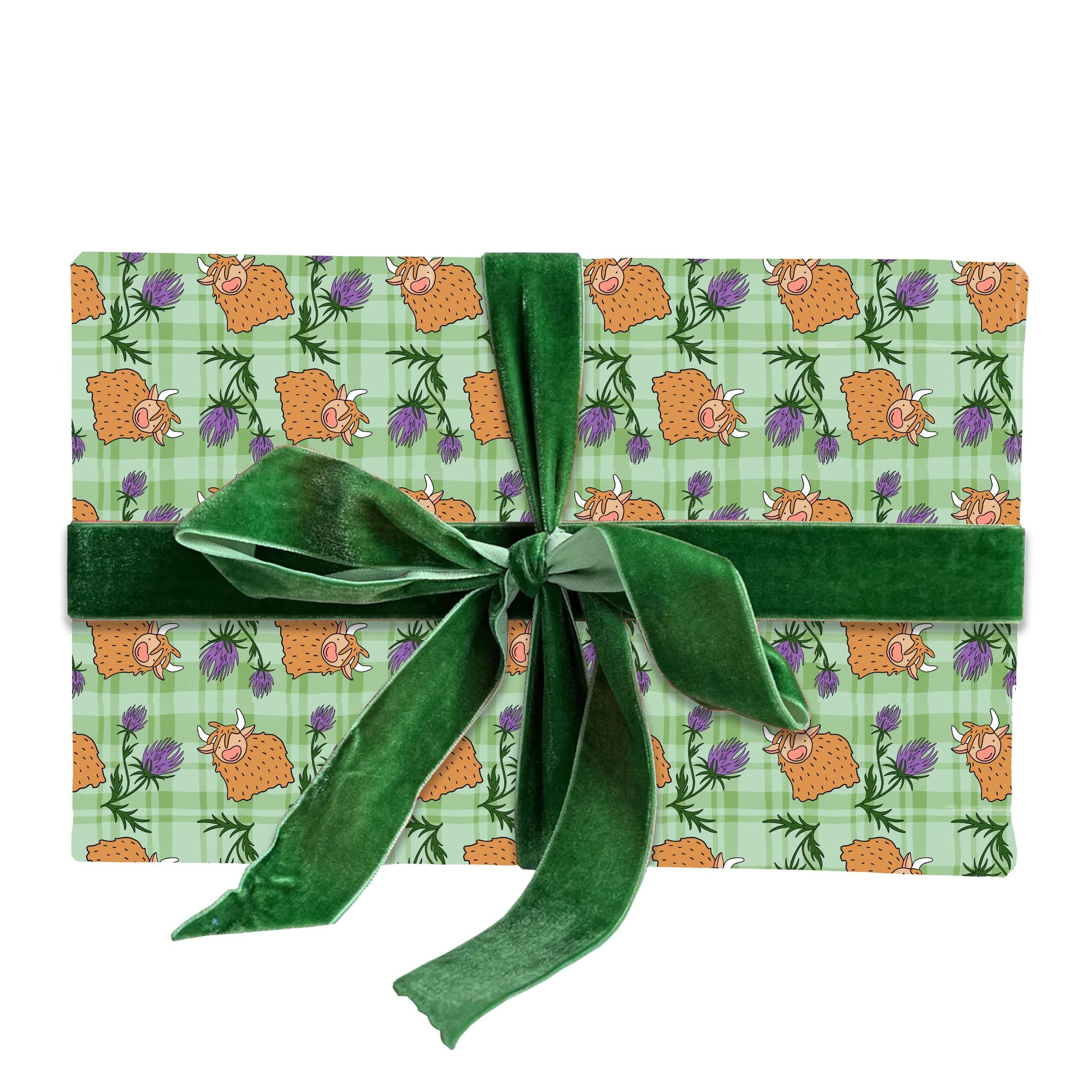 Tartan Highland Cow Wrapping Paper