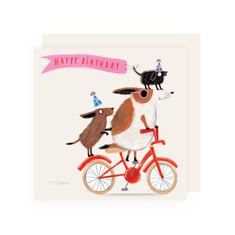 Charley Rabbit - Dogs On Bike Birthday Card
