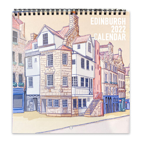 2022 Edinburgh Calendar cover with an illustration of John Knox house