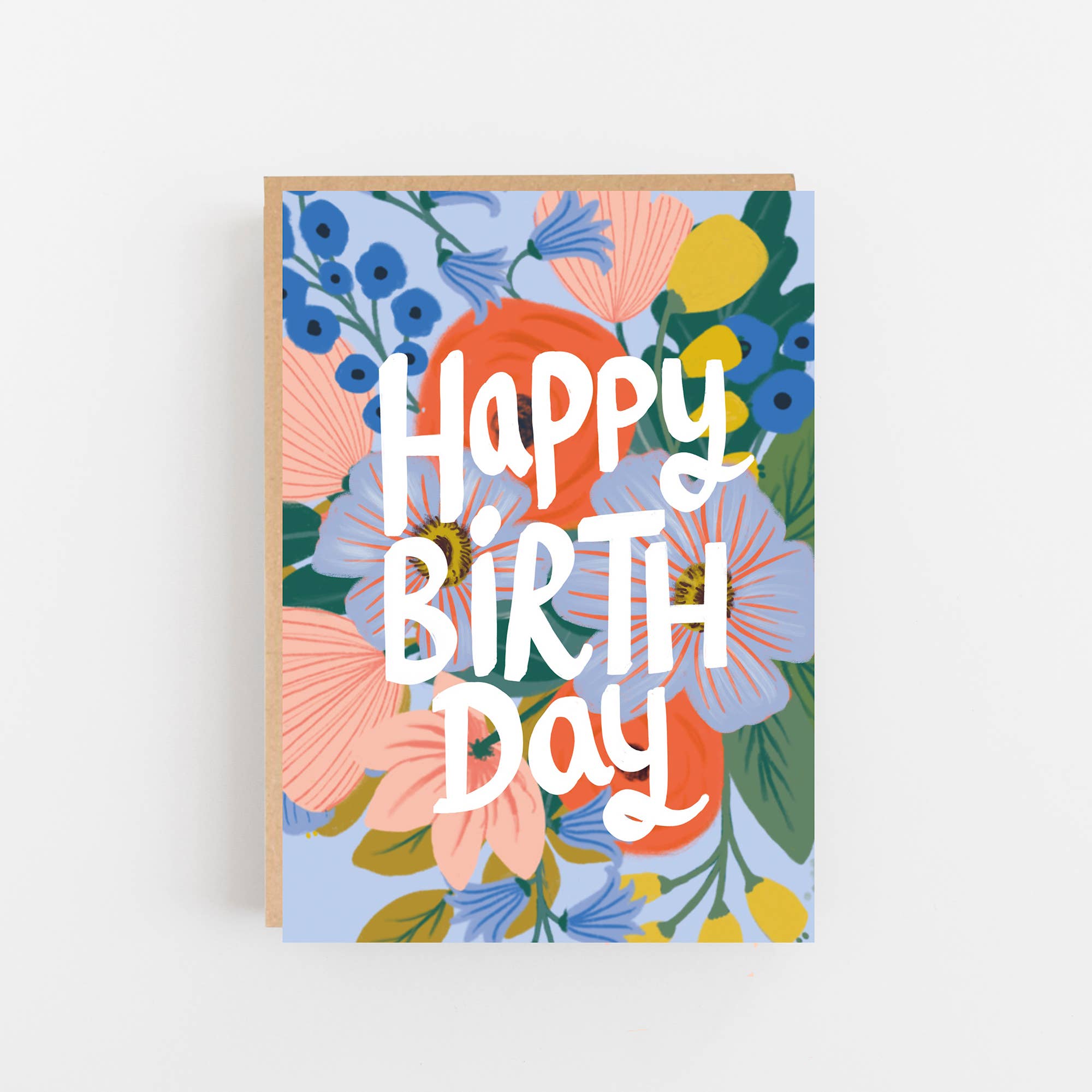 Happy Birthday Blue Flowers Card