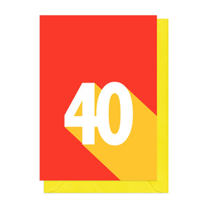 Yellow and red retro 40th birthday card