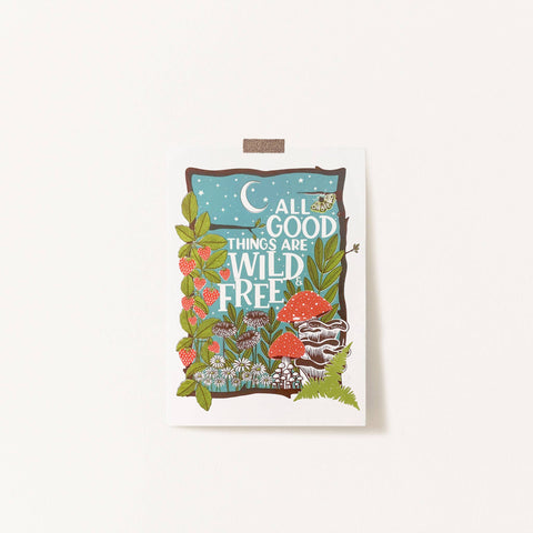 Wild and Free A4 Screen Print