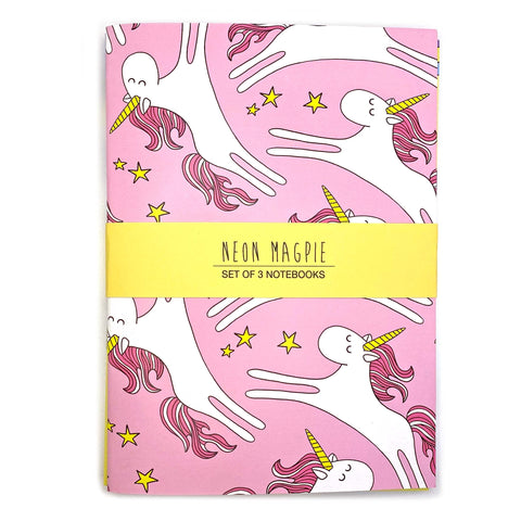 Pink unicorn notebook set