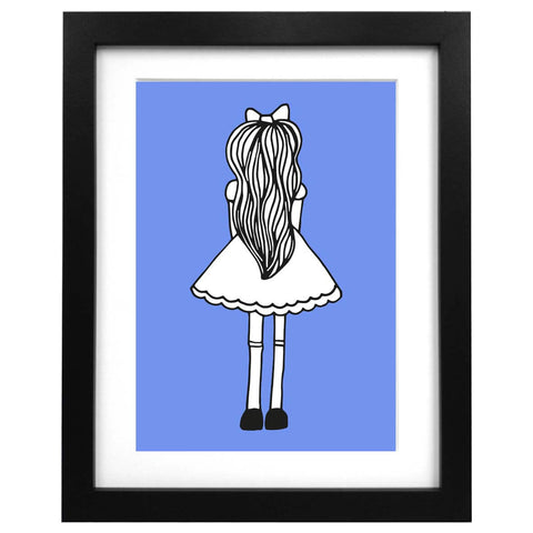 A3 blue Alice in Wonderland art print - quirky gift