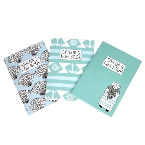 Set of 3 A6 sized nautical themed notebooks - cute notebooks