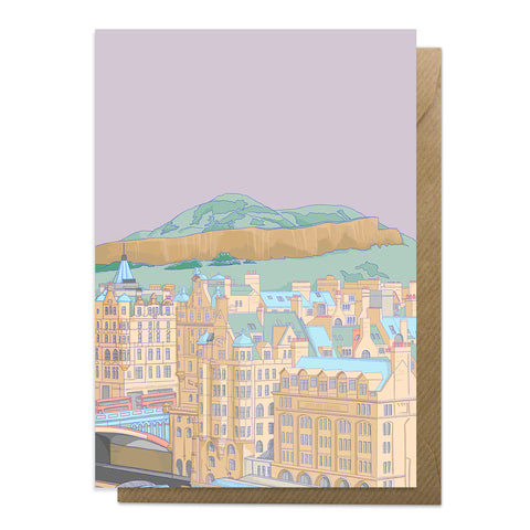 North bridge and Arthurs seat card with brown envelope