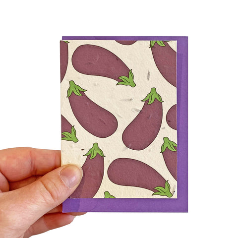 Aubergine seed card with purple envelope
