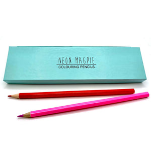 blue colouring pencils box with 12 colouring pencils