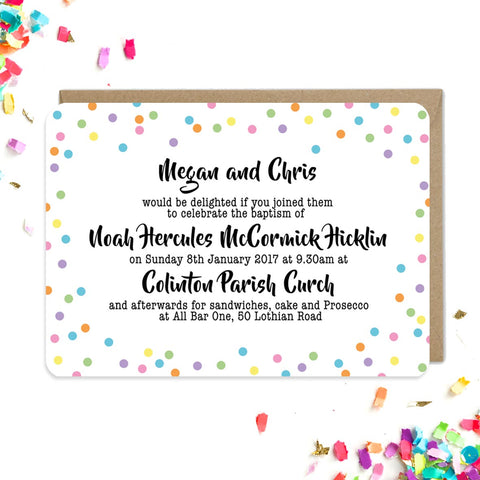 Colourful confetti invitations
