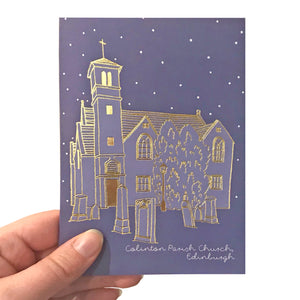 Colinton Parish Church Christmas Card - Neon Magpie