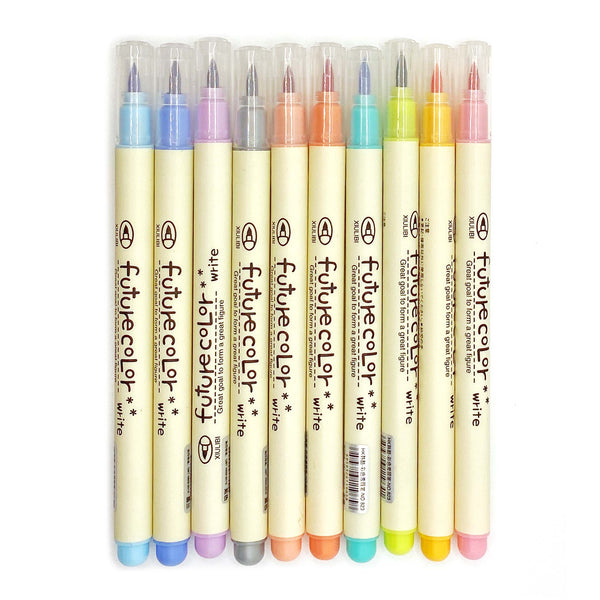Set of brush tip colouring pens