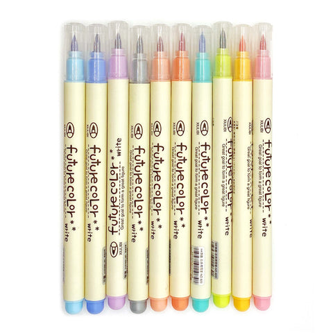 Set of brush tip colouring pens