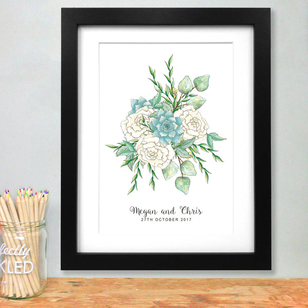 Personalised wedding bouquet print