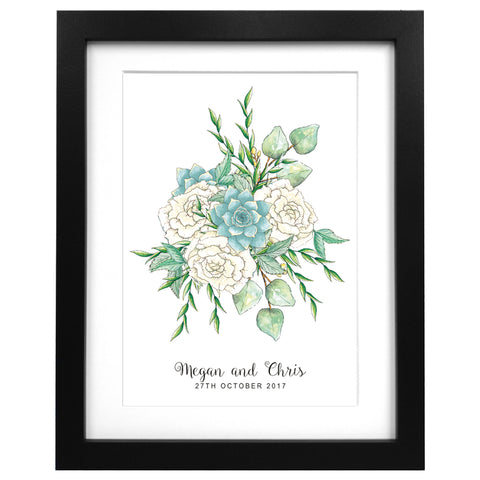 Custom wedding flower bouquet print