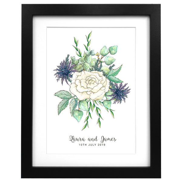 Personalised wedding flowers drawing