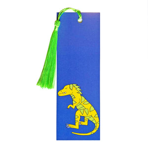 Blue dinosaur bookmark with tassel