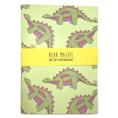Dinosaur notebook set with a stegosaurs illustration