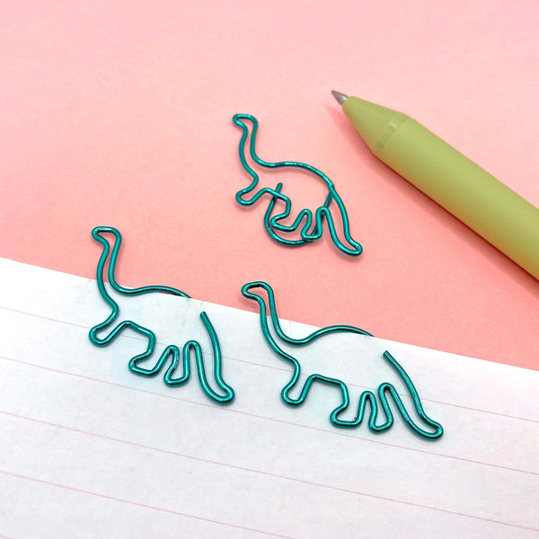 Green dinosaur paper clips