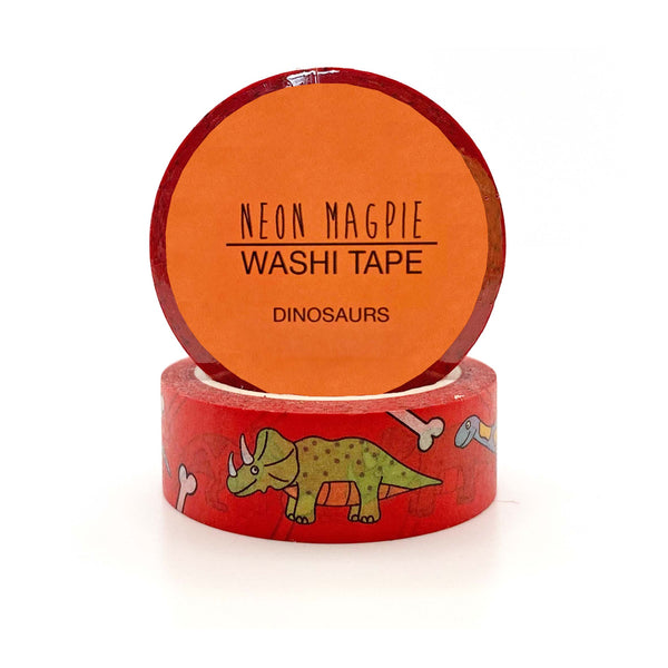 Neon Magpie red dinosaur washi tape