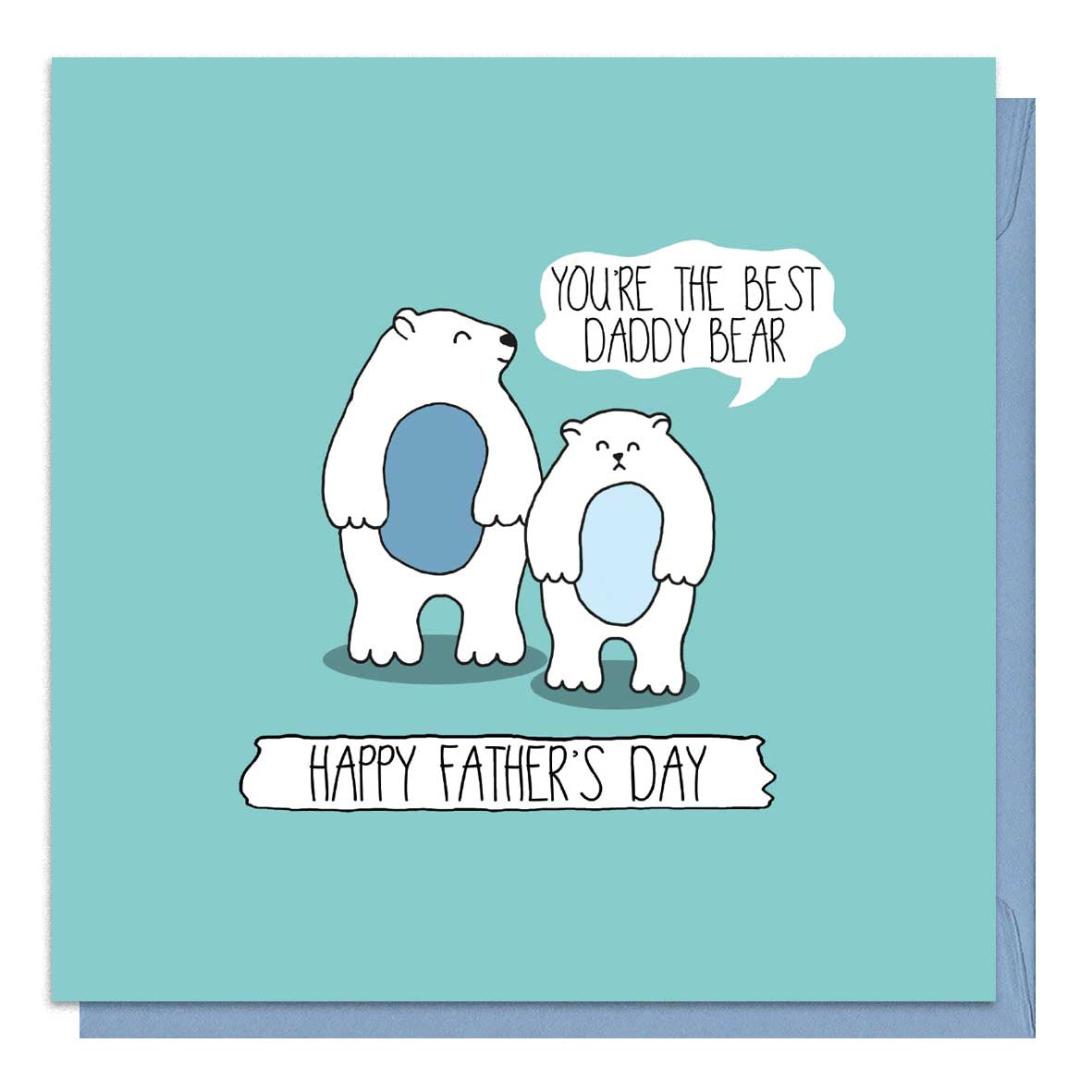Green Father's Day Card with a daddy and baby bear