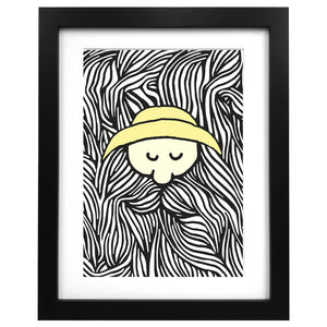 A3 art print with an illustration of a fisherman with a huge beard