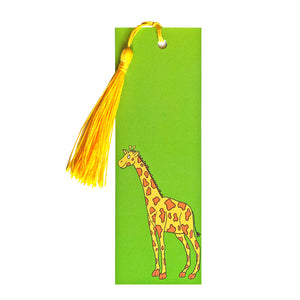 Green giraffe bookmark with a tassel