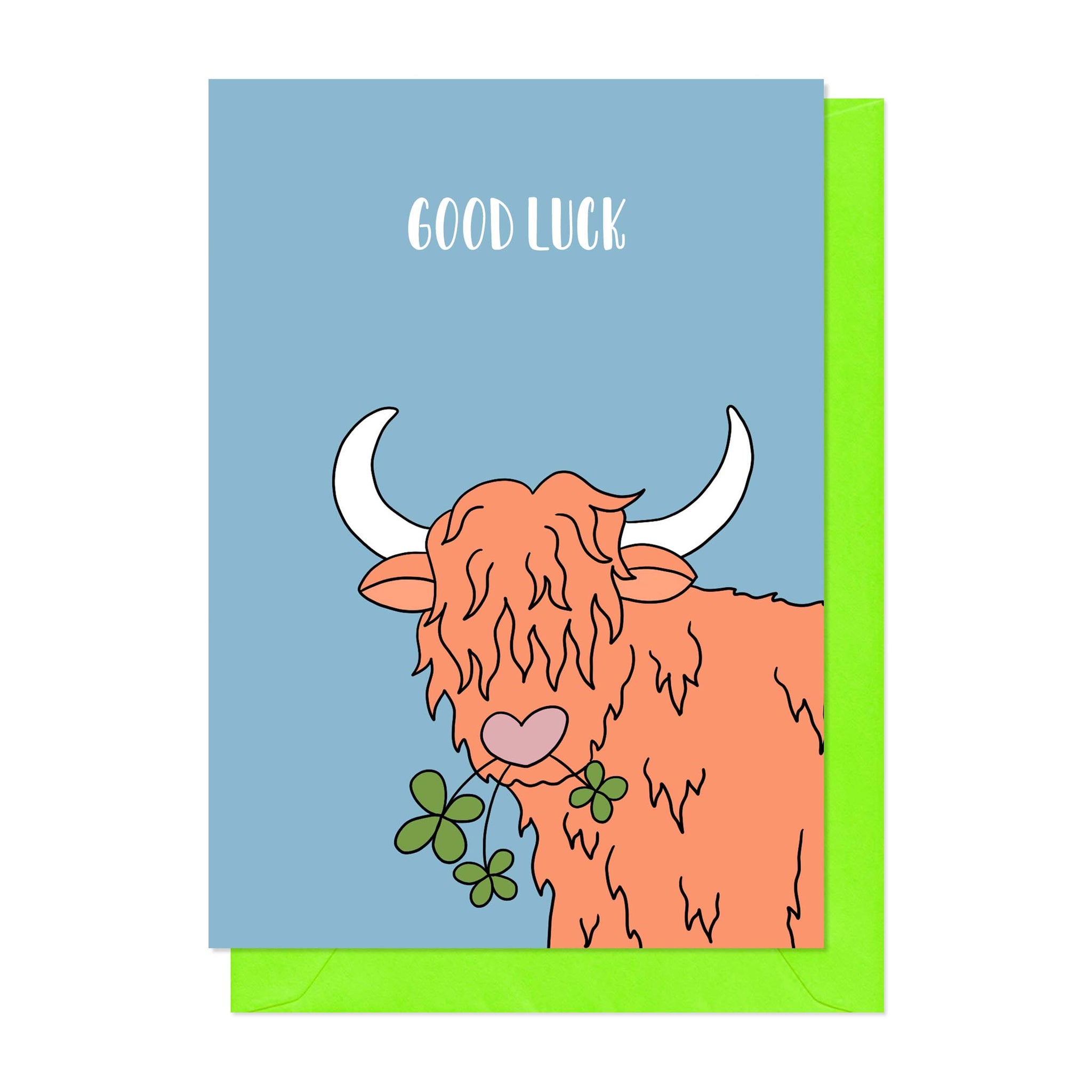 Highland Cow Good Luck Card - Neon Magpie