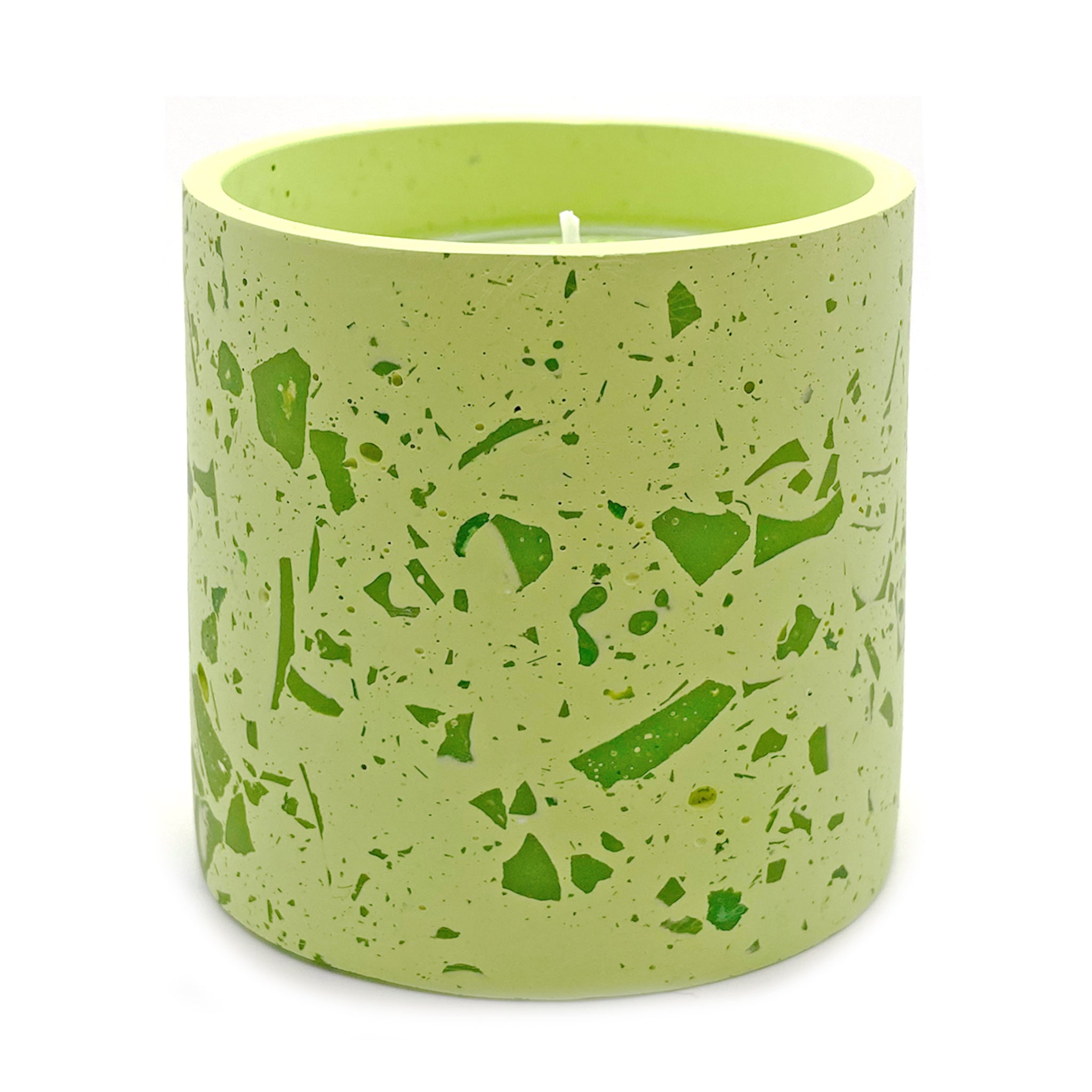 Green terrazzo candle pot