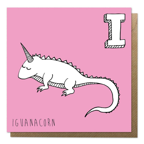 Iguana Unicorn Card - Neon Magpie