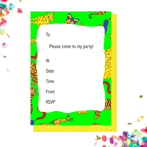 Green junle party invitations