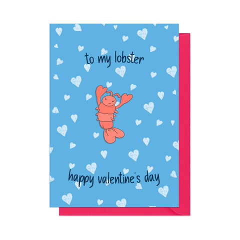 Lobster Pin Badge Valentine's Card