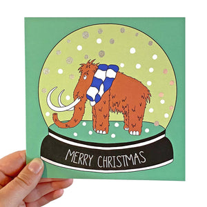 Snow Globe Mammoth Christmas Card - Neon Magpie